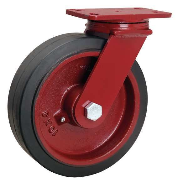 Plate Caster, Swivel, Rubber, 10 in., 790 lb., Blk, Hamilton, Mfr#: S-FM-10RB