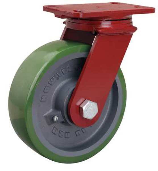 Plate Caster, Swivel, Poly, 8 in., 2000 lb., A, Hamilton, Mfr#: S-FM-8DB-4SL-IB