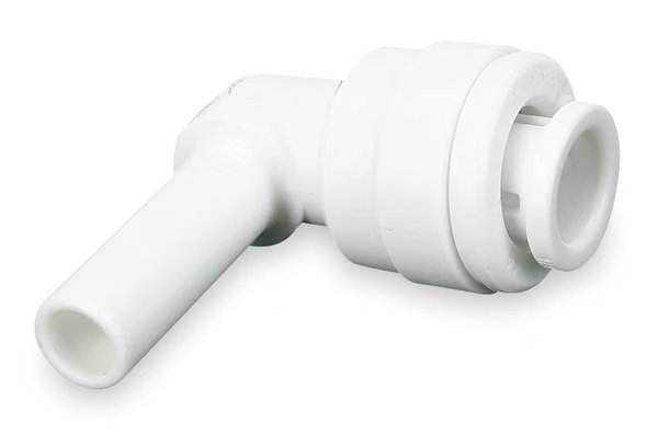 Push-to-Connect Plug-In Elbow, 1/4 in Tube Size, Acetal, White, 10 PK, John Guest, Mfr#: CI2220808W-PK10