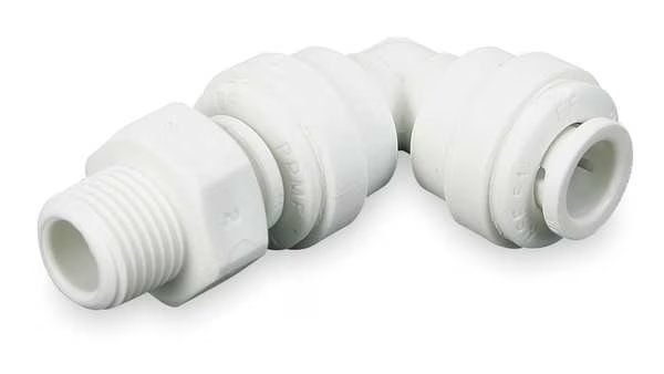 Push-to-Connect, Threaded Swivel Elbow, 3/8 in Tube Size, Acetal, Gray, 10 PK, John Guest, Mfr#: PI091203S-PK10