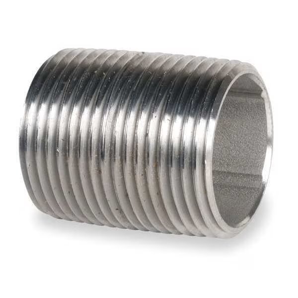 1/4" MNPT x 7/8" TBE Stainless Steel Close Pipe Nipple Sch 40, Thread Type: NPT, EnjoyTool Select, Mfr#: T6BNB01