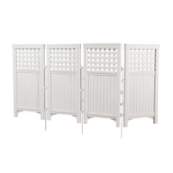 Outdoor 4 Panel Screen Enclosure, Resin, 44 in H, White, Suncast, Mfr#: FS4423