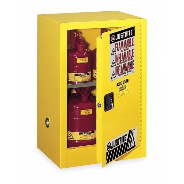 Sure-Grip EX Flammable Safety Cabinet, 12 gal., Yellow, Justrite, Mfr#: 891200