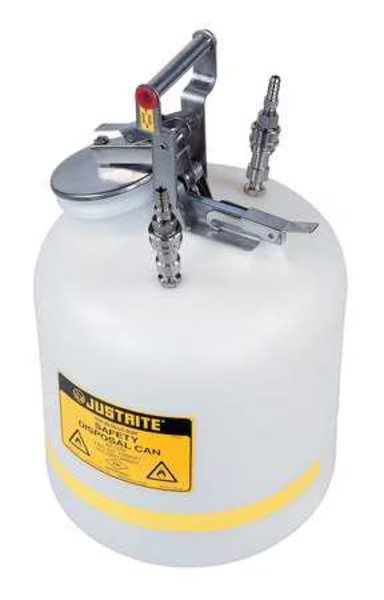 5 gal White Polyethylene, Polypropylene HPLC Waste Can Solvents, Justrite, Mfr#: TF12755