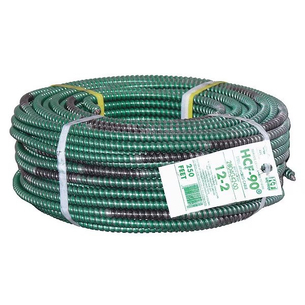 12 AWG 2 Conductor Armored Cable 20A 250 ft. GN, Afc Cable Systems, Mfr#: 2804G42G00