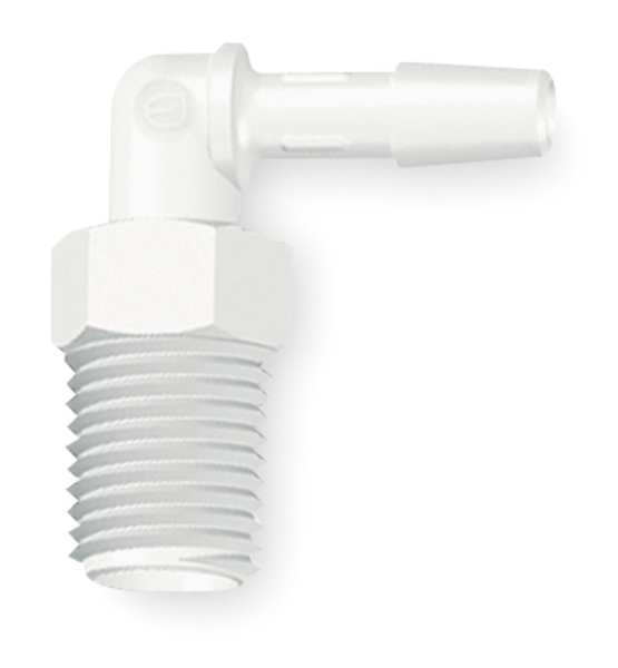 3/8" Barbed x 1/8" MNPT 90 Degree Elbow PK 10, Eldon James, Mfr#: L2-6WP
