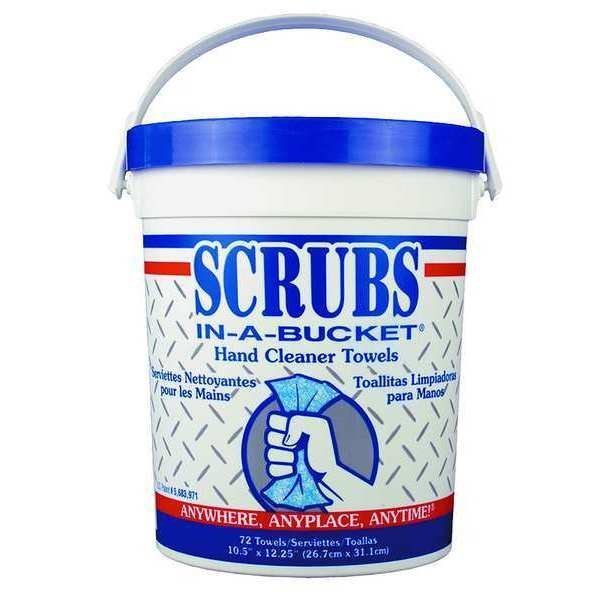 Hand Cleaning Towels, 10 in x 12 in, Scrubs-in-a-Bucket, 72 Wipes/Bucket, Aloe/Vitamin E, Citrus, Scrubs, Mfr#: 42272