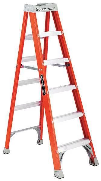 6 ft Fiberglass Stepladder, 300 lb Capacity, Louisville, Mfr#: FS1506