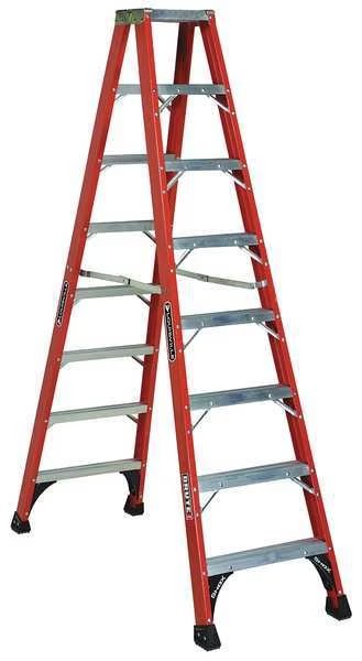8 ft Fiberglass Twin Stepladder, 375 lb Capacity, Louisville, Mfr#: FM1408HD