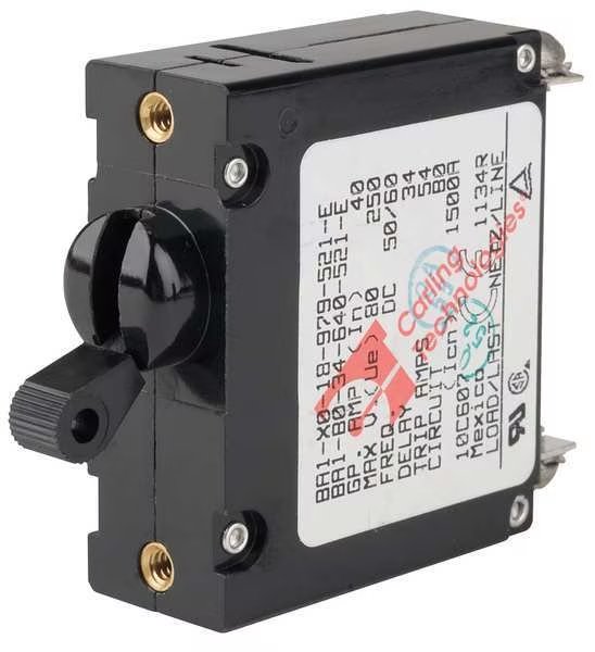 Circuit Breaker, B Series, 40A, 1 Pole, 277V AC, 1.5kA at 120/240V AC, Medium Curve, Carling Technologies, Mfr#: BA1-B0-34-640-521-E