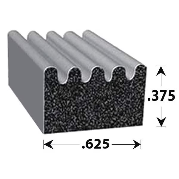 Foam Rubber Seal w/Adhesive Back, 0.38 in, Fairchild, Mfr#: RS1025-50