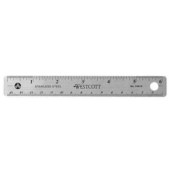 Ruler, 6 Inch, Stainless Steel, Westcott, Mfr#: 10414