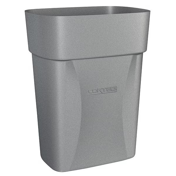 3-1/2 gal Rectangular Trash Can, Gray, 8 1/4 in Dia, Open Top, Polyethylene, Cortech, Mfr#: 714BG