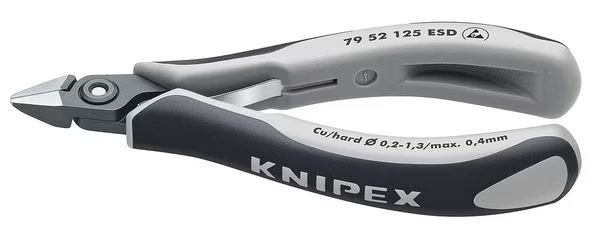 5 in 79 Diagonal Cutting Plier Standard Cut Pointed Nose Uninsulated, Knipex, Mfr#: 79 52 125 ESD