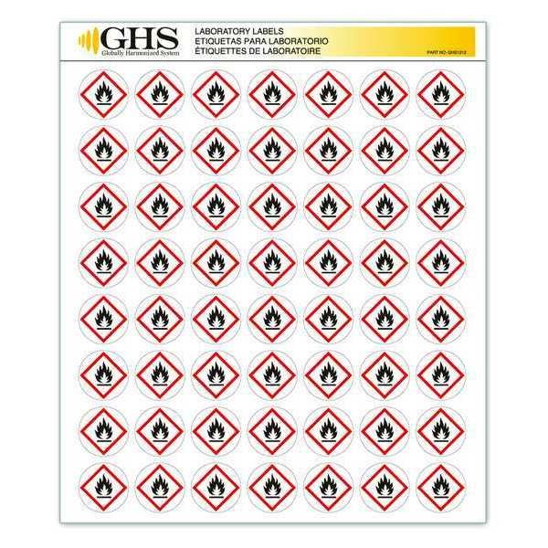 Label, Gloss Paper, Flame, PK1120, Ghs Safety, Mfr#: GHS1212