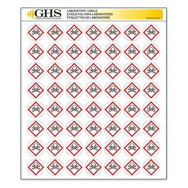 Label, Gloss, Skull and Crossbones, PK1120, Ghs Safety, Mfr#: GHS1215