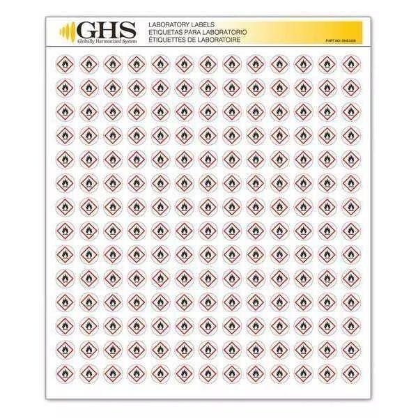Label, Flame, Gloss Paper, PK1820, Ghs Safety, Mfr#: GHS1229