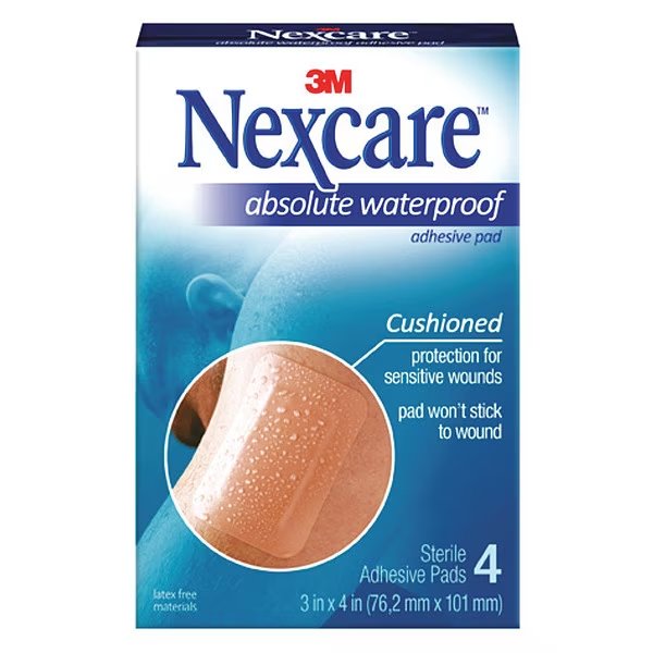 Gauze Pad, Waterproof, Adhesive, PK12, Nexcare, Mfr#: AWP34