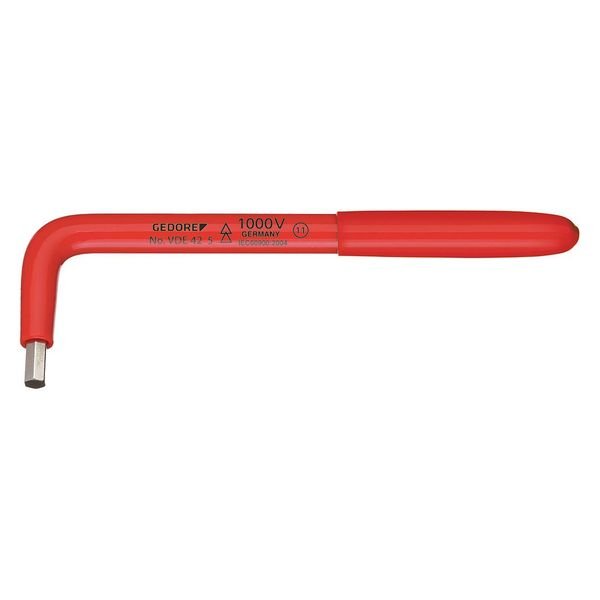 Metric L-Shape Hex Key, 5 mm Tip Size, Gedore, Mfr#: V 42 5