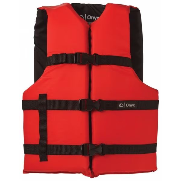 Life Jacket, Adult, UNIV, 15.5lb, Foam, Red, Onyx, Mfr#: 103000-100-004-12