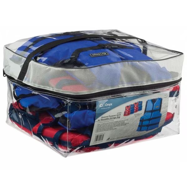 Life Jacket, Adult, UNIV, 15.5lb, BL/RD, PK4, Onyx, Mfr#: 103200-999-004-12