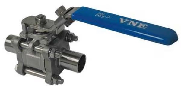 1" Butt Weld Stainless Steel Sanitary Ball Valve 2-Way, Vne, Mfr#: E90WW-61.0
