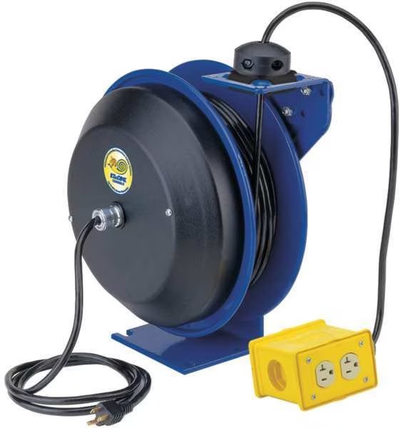 50 ft. 12/3 Retractable Cord Reel 4 Outlets 120VAC Voltage, Coxreels, Mfr#: EZ-PC13-5012-B