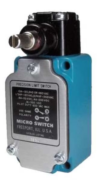 Limit Switch, No Lever, Rotary, 1NC/1NO, 10A @ 480V AC, Actuator Location: Side, Honeywell, Mfr#: 1LS23