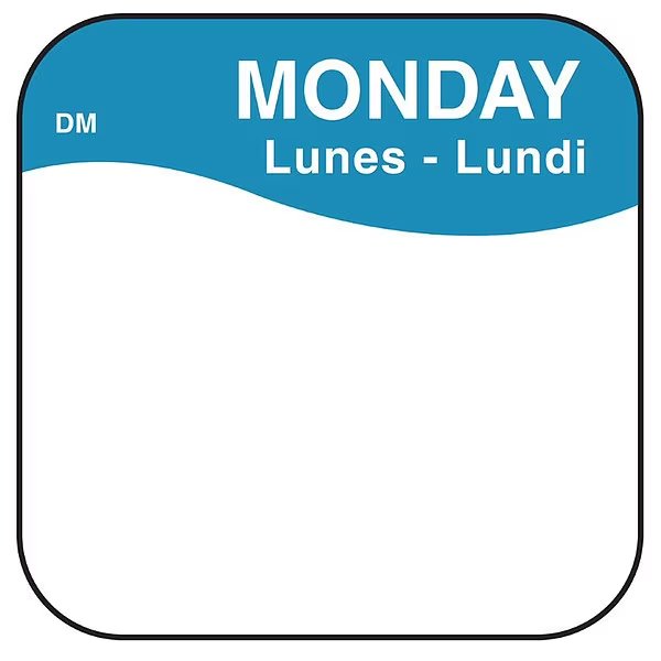Food Safety Label, Blue/White, 3/4 in H, Daymark, Mfr#: IT110037-1-MON