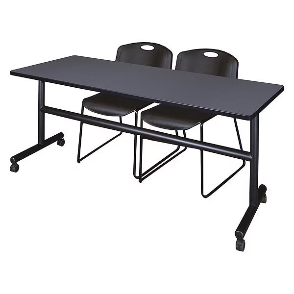 Rectangle FlipTop Table, 72" W, 29" H, Laminate Top, Gray, Kobe, Mfr#: MKFT7230GY44BK