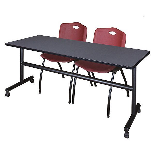 Rectangle FlipTop Table, 72" W, 29" H, Laminate Top, Gray, Kobe, Mfr#: MKFT7230GY47BY