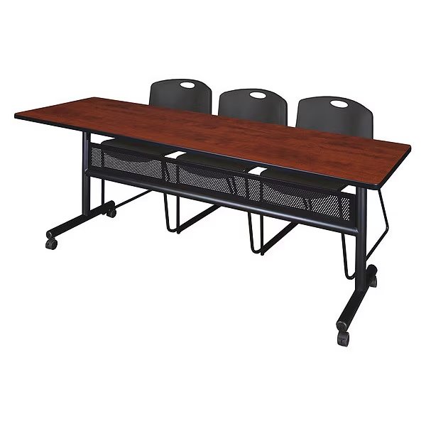 Rectangle FlipTop Table, 84" W, 29" H, Laminate Top, Cherry, Kobe, Mfr#: MKFTM8424CH44BK