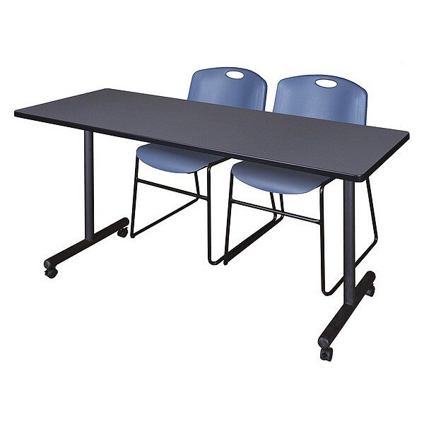 Rectangle Mobile table, 60" X 29", Laminate Top, Gray, Kobe, Mfr#: MKTRCC6024GY44BE