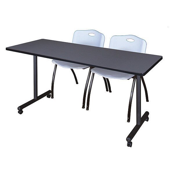 Rectangle Mobile table, 60" X 29", Laminate Top, Gray, Kobe, Mfr#: MKTRCC6024GY47GY