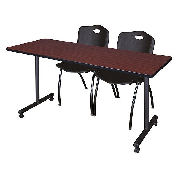 Rectangle Mobile table, 60" X 29", Laminate Top, Mahogany, Kobe, Mfr#: MKTRCC6024MH47BK