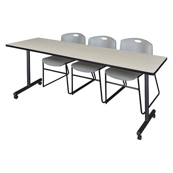 Rectangle Mobile table, 84" X 29", Laminate Top, Maple, Kobe, Mfr#: MKTRCC8424PL44GY