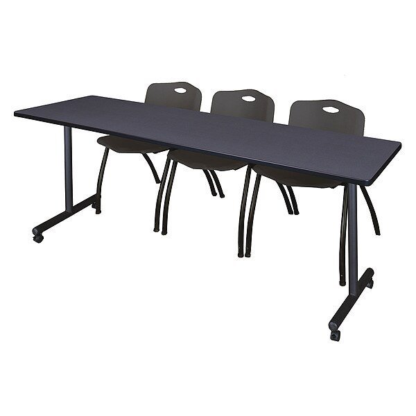 Rectangle Mobile table, 84" X 29", Laminate Top, Gray, Kobe, Mfr#: MKTRCC8424GY47BK