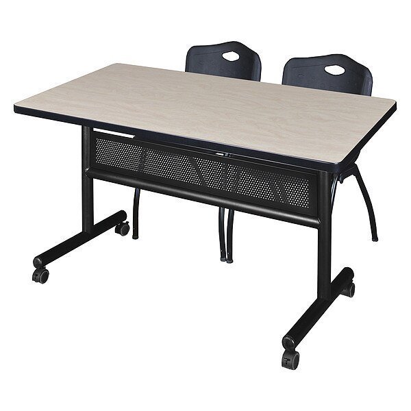 Rectangle Mobile table, 48" W, 29" H, Laminate Top, Maple, Kobe, Mfr#: MKFTM4830PL47BK