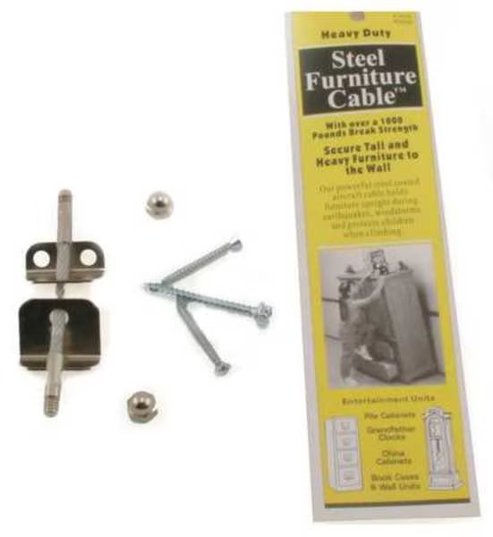 Steel Furniture Cable, 4 In, Silver, Quakehold!, Mfr#: 2930