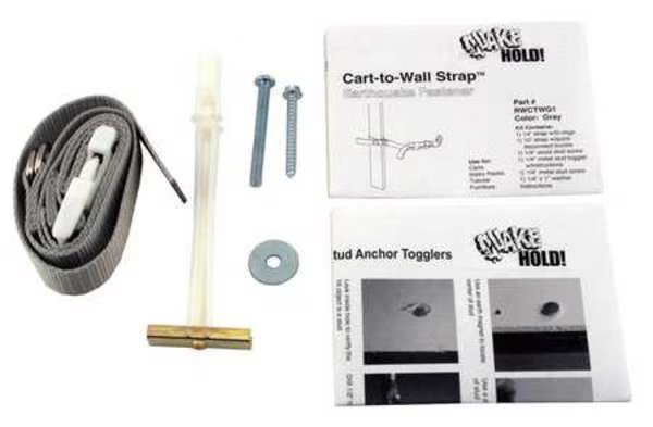 Cart-to-Wall Strap, Gray, Quakehold!, Mfr#: RW.CTW.G.1