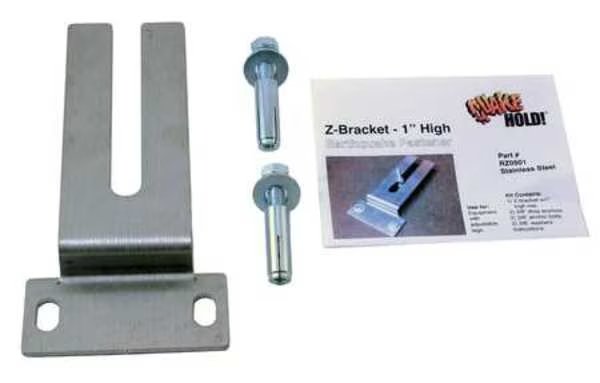 High Z-Bracket, 1 In, Stainless Steel, Quakehold!, Mfr#: RZ.050.1