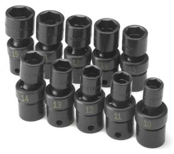 3/8" Drive Impact Socket Set Metric 10 Pieces 10 to 19 mm , Black Phosphate, Sk Professional Tools, Mfr#: 33351