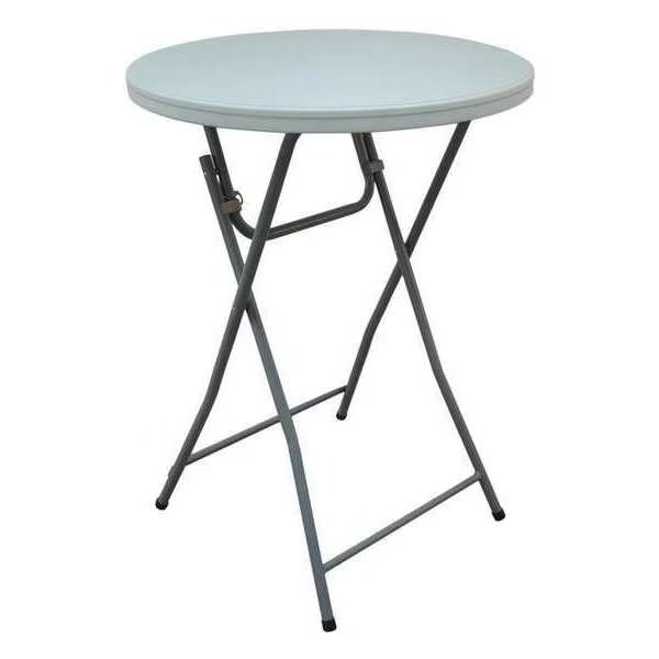 Round Folding Table, 32" Dia. W, 44" H, Blow Molded Polyethylene Top, White, EnjoyTool Select, Mfr#: 12F622