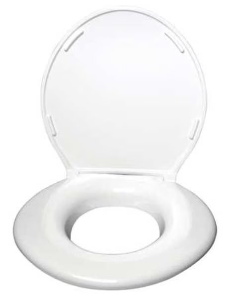 Toilet Seat, With Cover, ABS plastic, Round or Elongated, White, Big John, Mfr#: 1W
