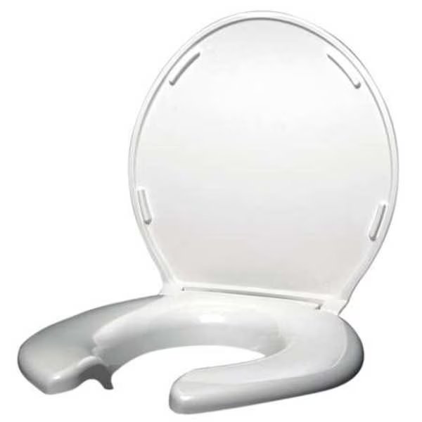 Toilet Seat, With Cover, ABS plastic, Round or Elongated, White, Big John, Mfr#: 3W