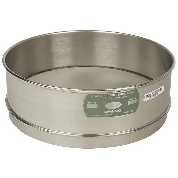 Sieve, #140, S/S, 12 In, Full Ht, Advantech, Mfr#: 140SS12F