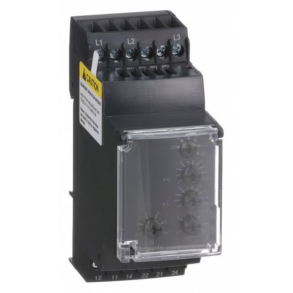 3 Phase Monitor Relay, DPDT, 480VAC, 12 Pin, Schneider Electric, Mfr#: RM35TF30