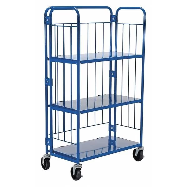 Blue Foldable/Nestable Roller Container 3 Shelf 990 lb 34 x 18 x 59, Vestil, Mfr#: ROL-1834-3