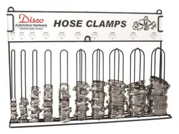 Hose Clamp Assortment With Display Case, 100-Piece, Worm Gear, 301 Stainless Steel, Disco, Mfr#: 8701