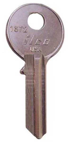 Key Blank, Brass, 1672, PK10, Kaba Ilco, Mfr#: 1672
